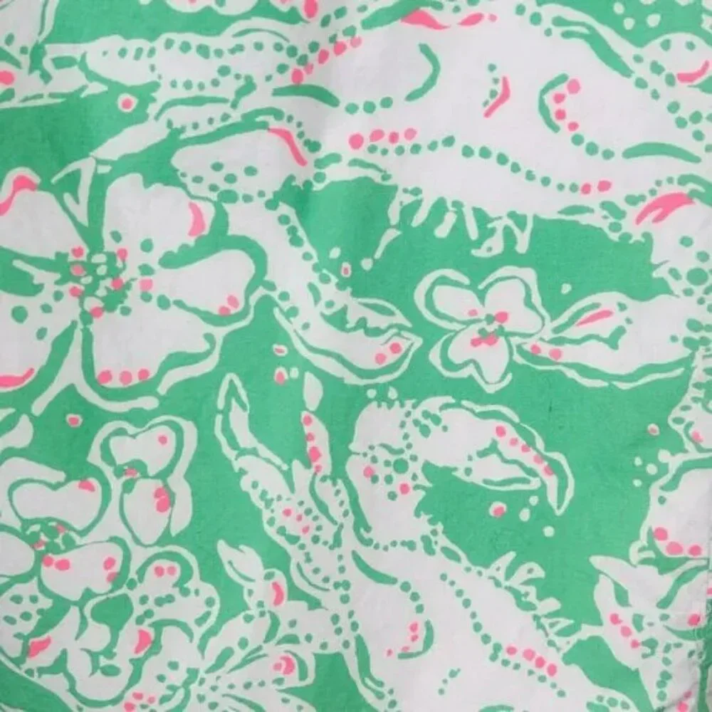Lilly Pulitzer Pink Green White Sea Life Beach Bash Trim Fitted Shift Dress. 10 - Picture 4 of 5